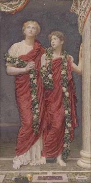 Albert Joseph Moore Painting - A Garland female figures Albert Joseph Moore